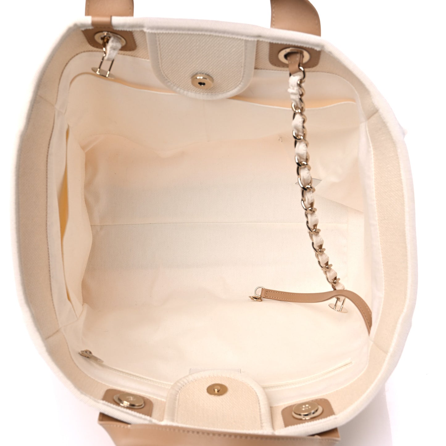 Canvas Pearl Medium Deauville Tote Ecru Beige