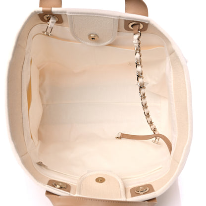 Chanel Canvas Pearl Medium Deauville Tote Ecru Beige 5 of 12