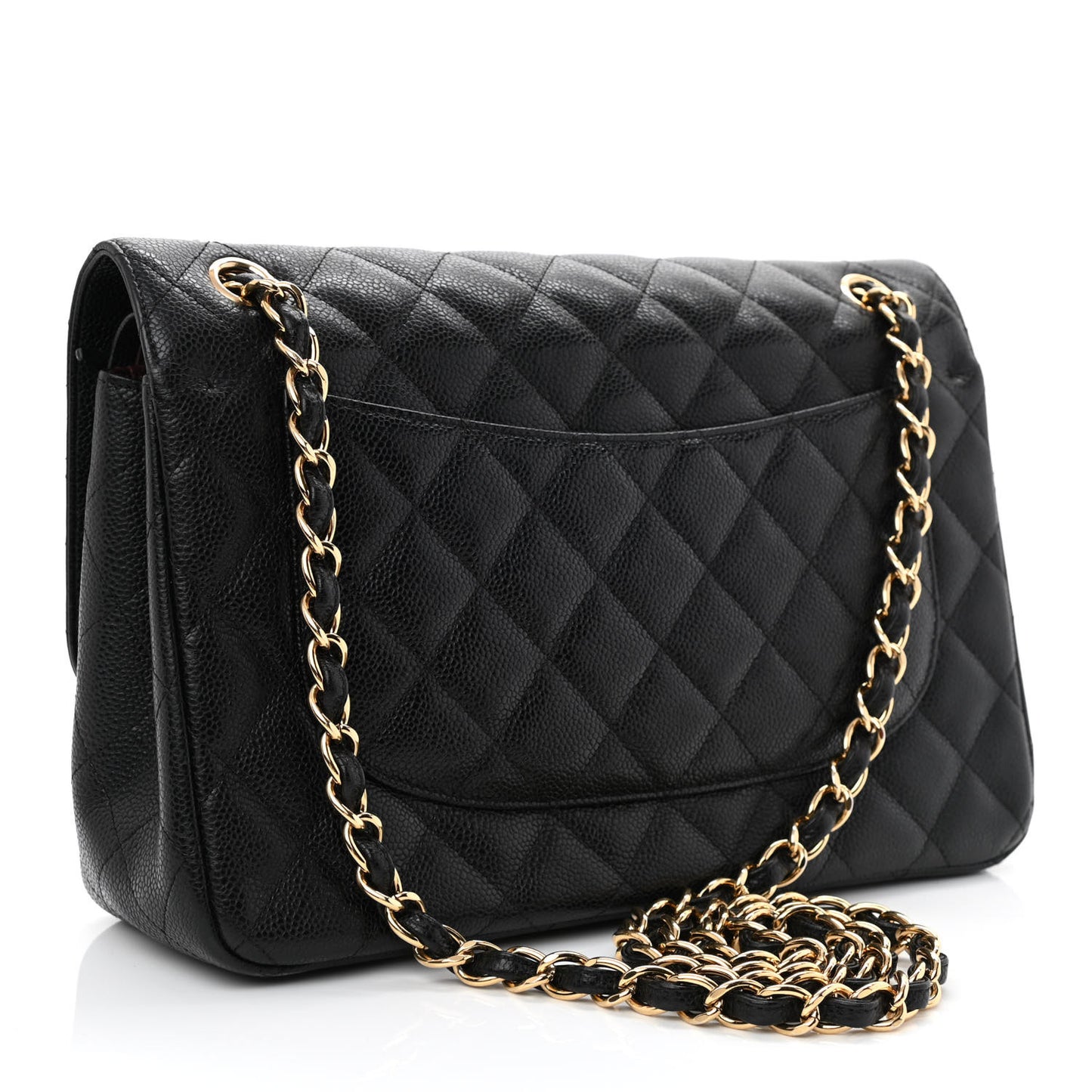 Caviar Quilted Jumbo Double Flap Black