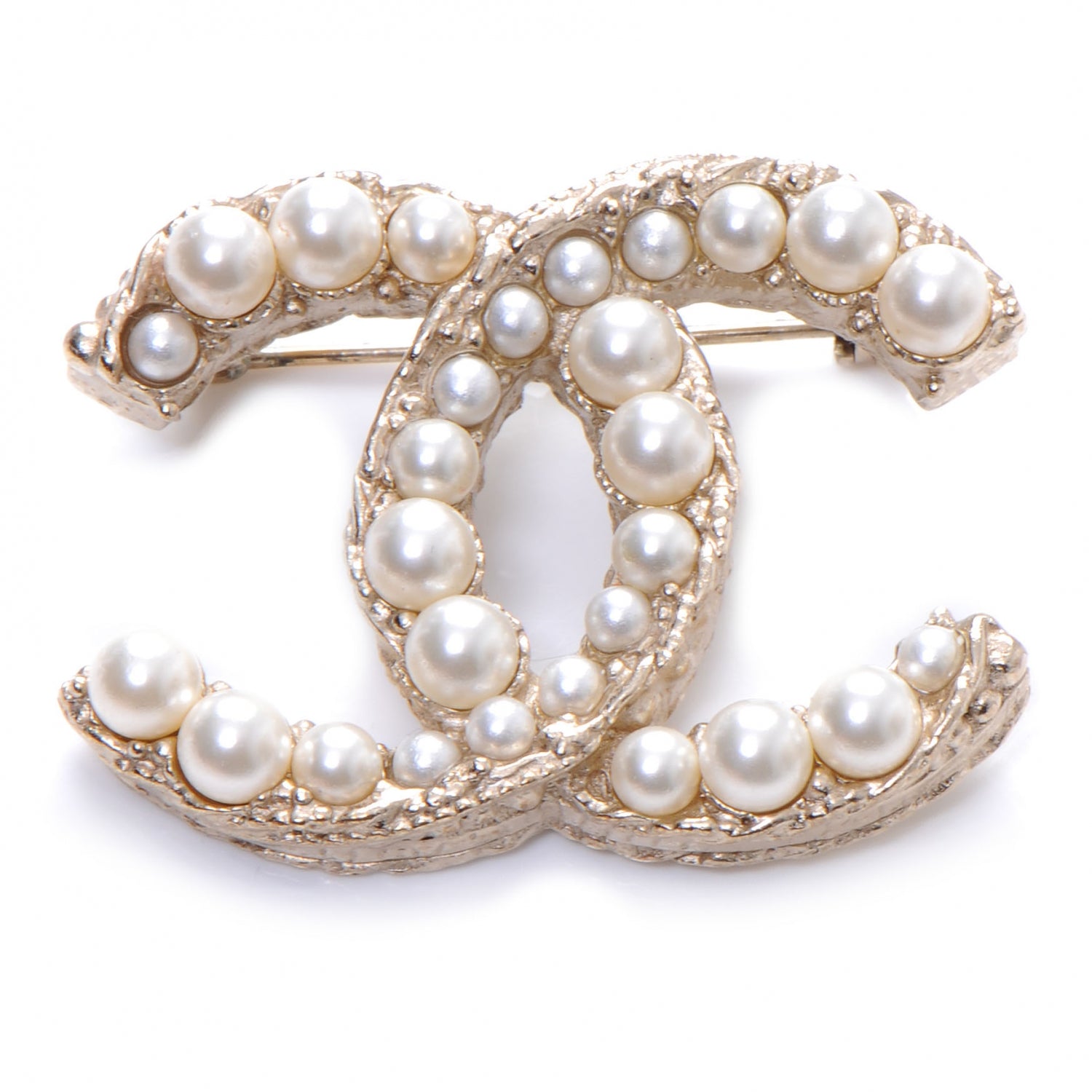 Chanel CC Pearl Brooch Pin Gold 1 of 5