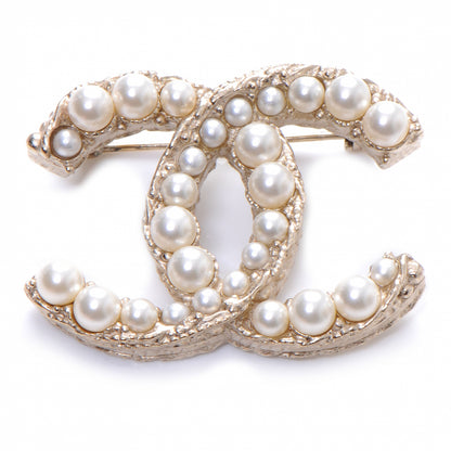 Chanel CC Pearl Brooch Pin Gold 1 of 5