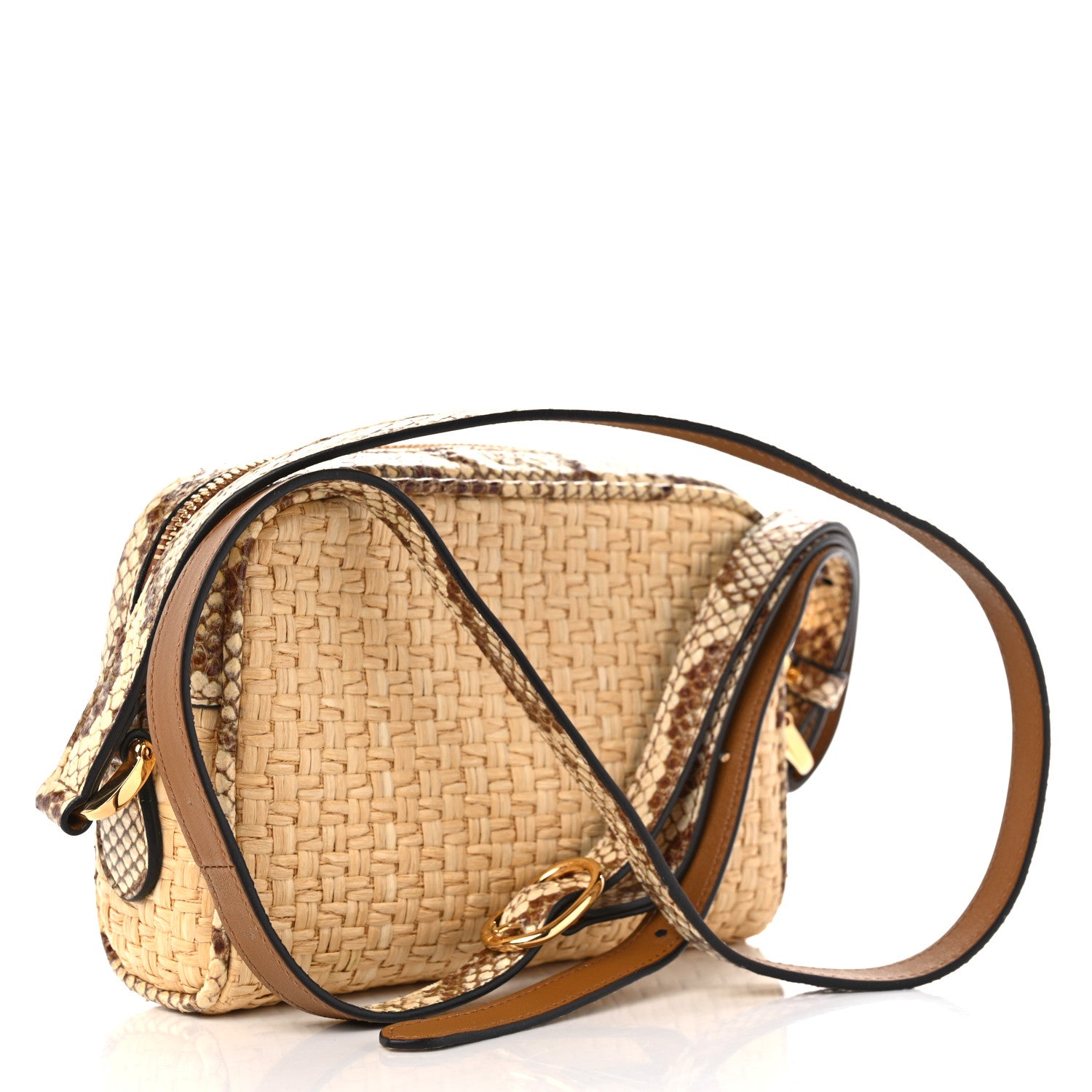 Gucci Raffia Elaphe Mini Ophidia Shoulder Bag Natural Cream Brown 3 of 10