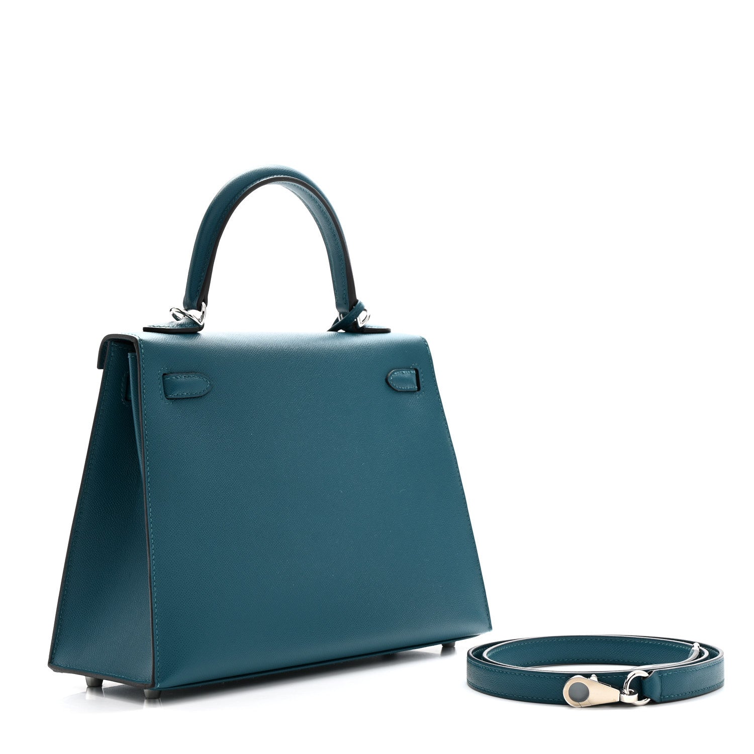 Hermes Madame Calfskin Verso Kelly Sellier 25 Vert Bosphore Vert Fonce 3 of 11