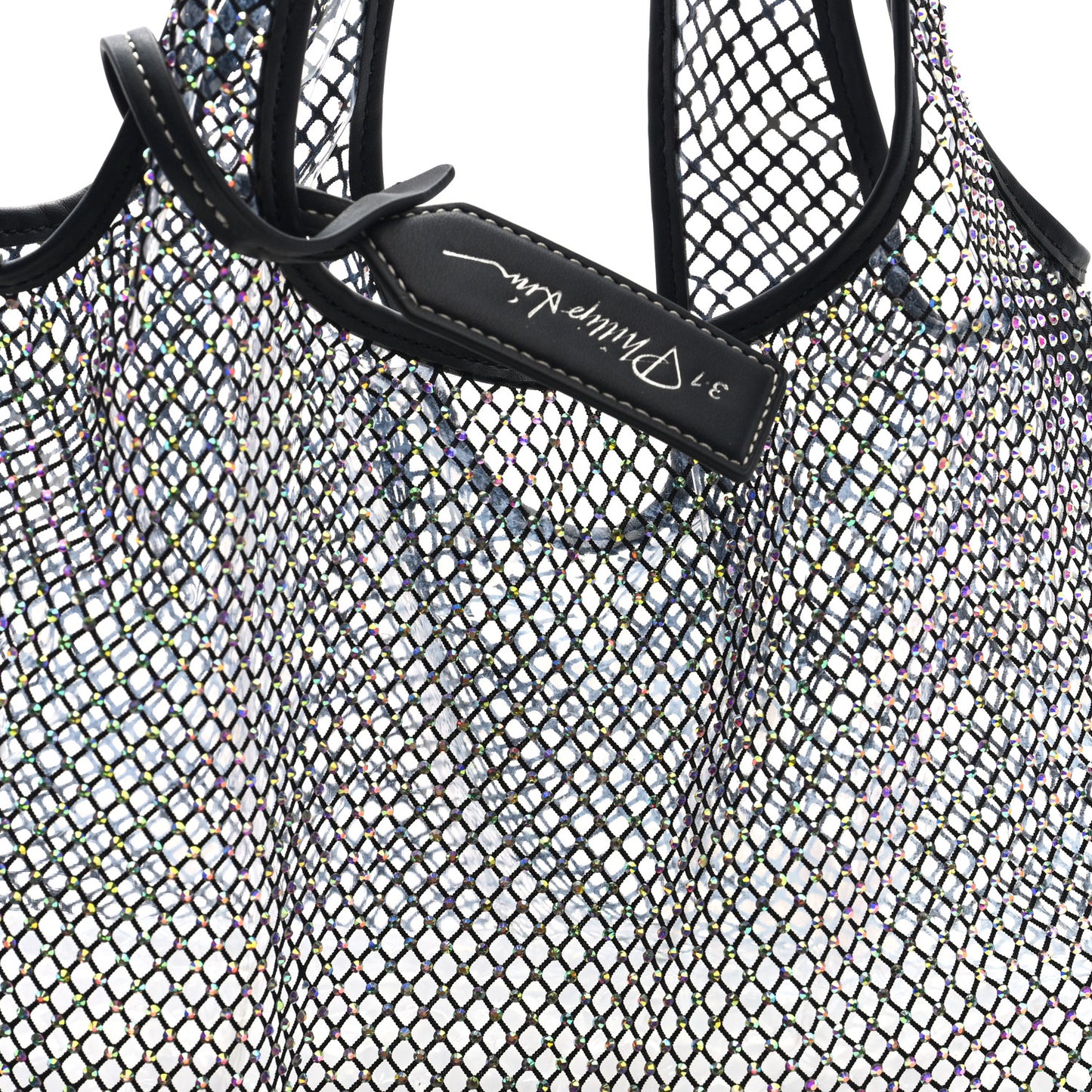 PVC Crystal Mesh Market Tote Black