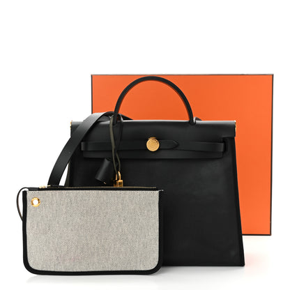 Hermes Toile H Berline Vache Hunter Herbag Zip PM 31 Black Ecru 12 of 12