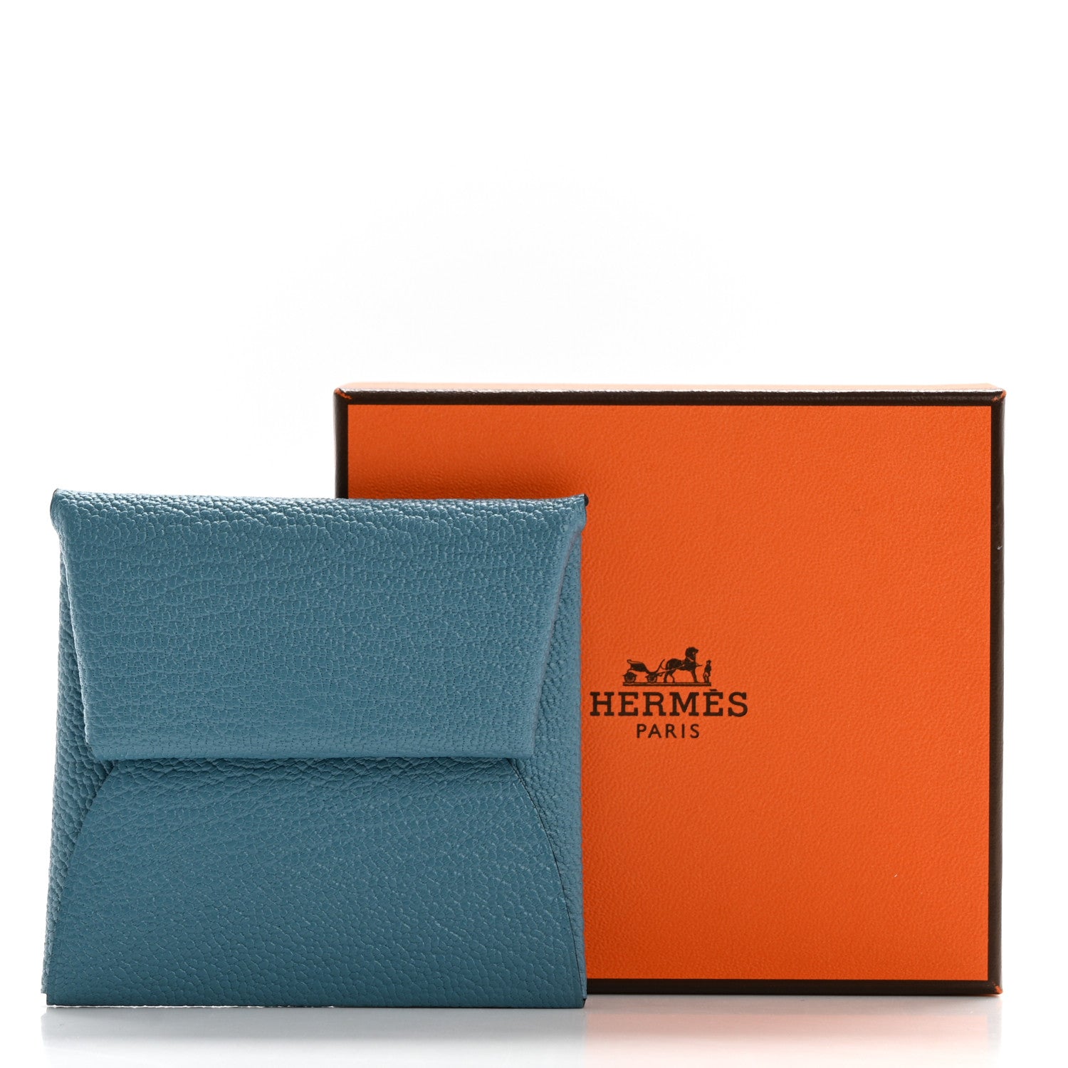 Hermes Chevre Mysore Bastia Coin Purse Bleu Aztec 9 of 9