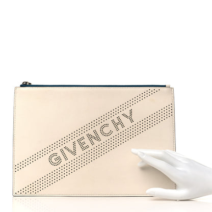 Givenchy Calfskin Medium Perforated Logo Pouch White 2 of 7