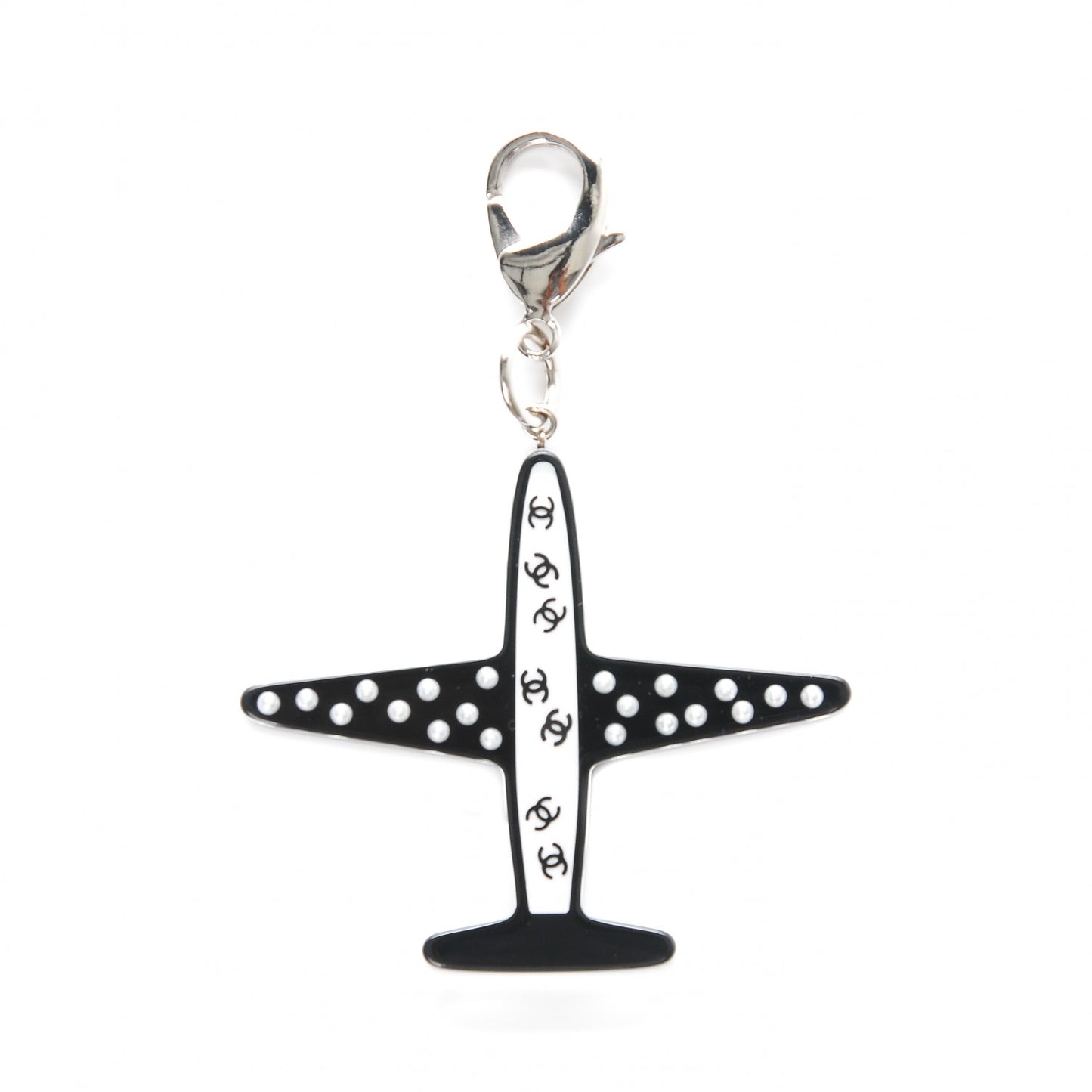 Resin Pearl CC Airplane Keychain Black White