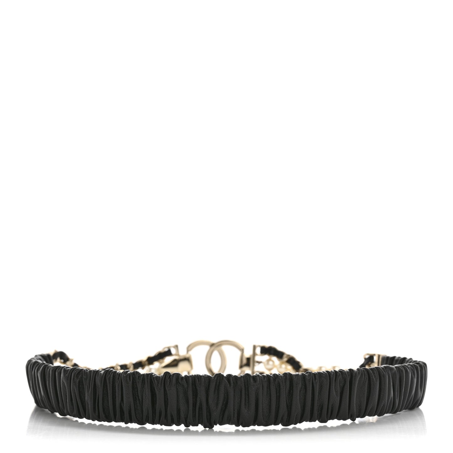 Lambskin CC Pearl Chain Belt 70 28 Black
