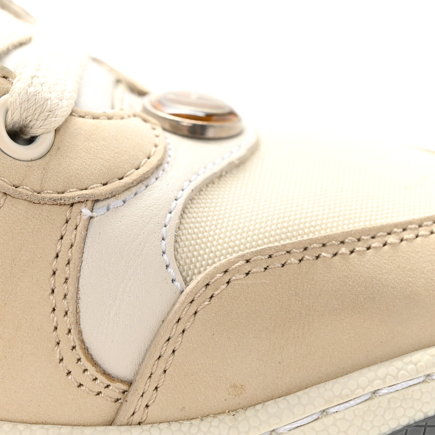 Gucci Nylon Nubuck Web Womens Screener Sneakers 37 Mystic White Dusty Milk 11 of 12