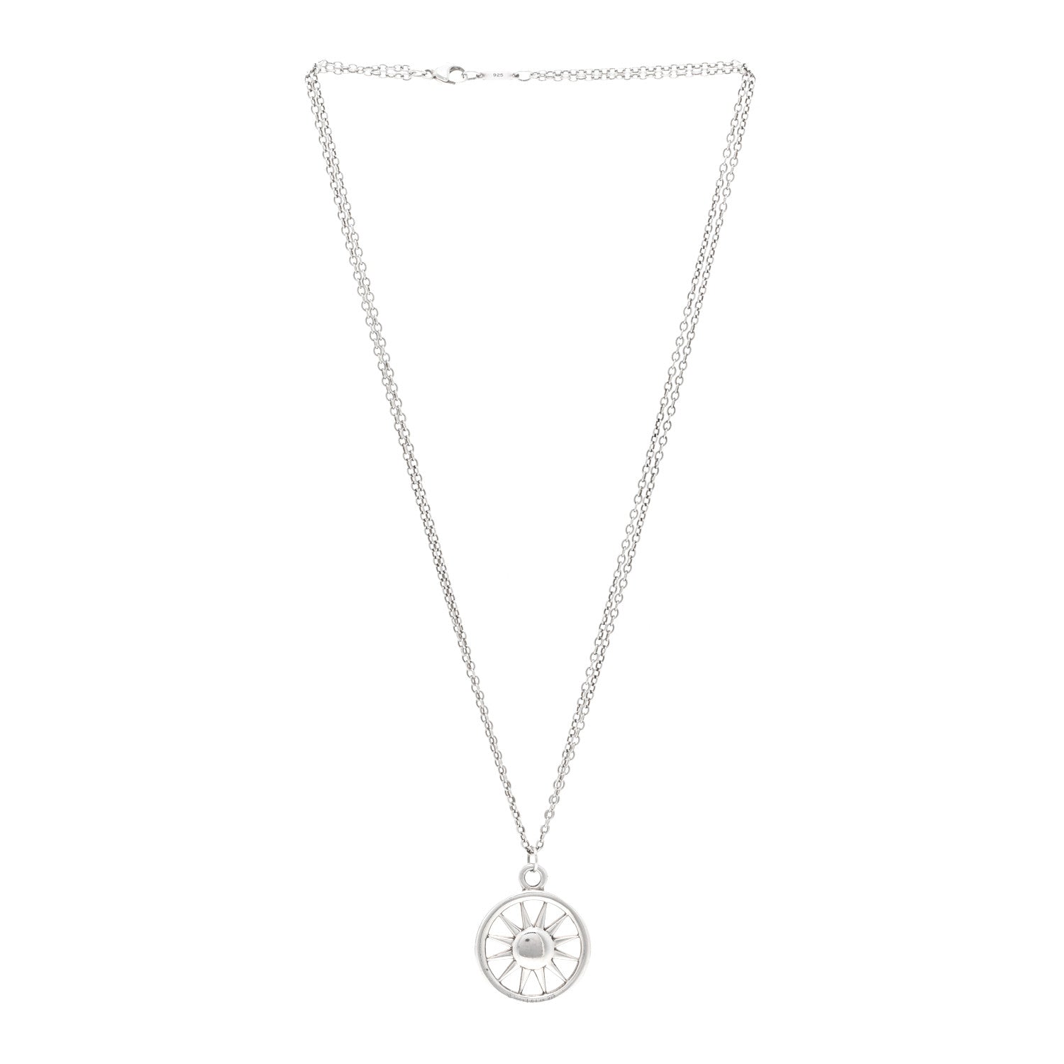 Tiffany Sterling Silver Sun Double Chain Pendant Necklace 3 of 4