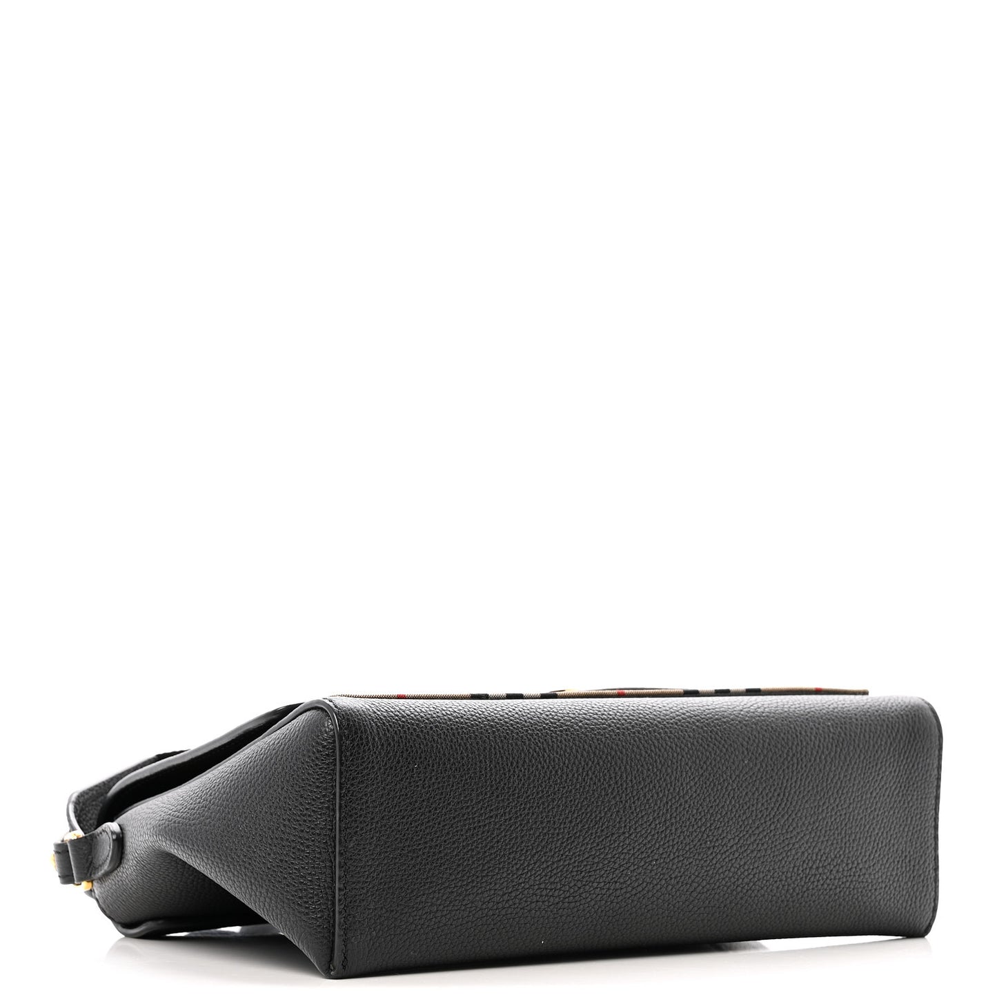 Coated Canvas Calfskin Vintage Check Medium Note Crossbody Bag Black