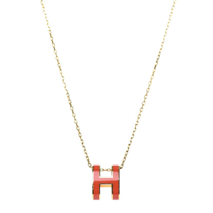Hermes Lacquered Gold Pop H Pendant Necklace Orange Fonce 1 of 6