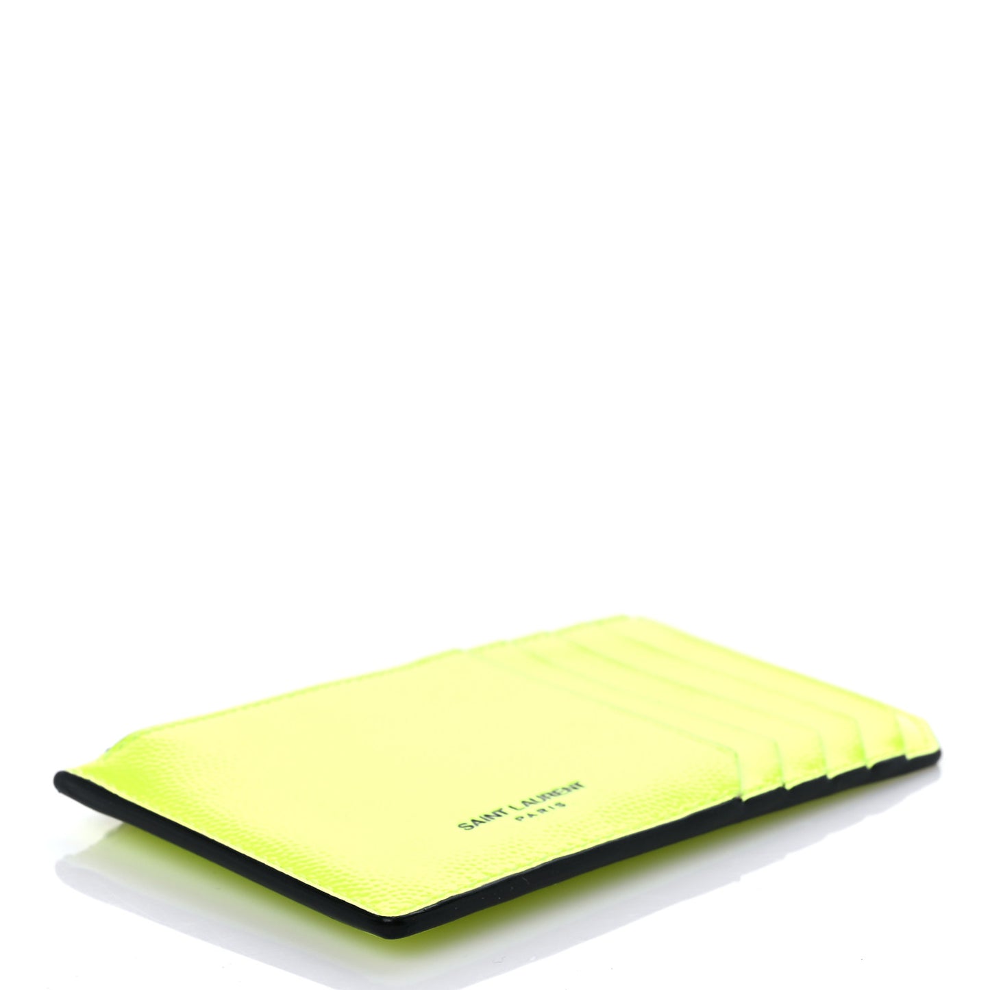 Patent Calfskin 5 Fragments Zip Card Case Neon Yellow