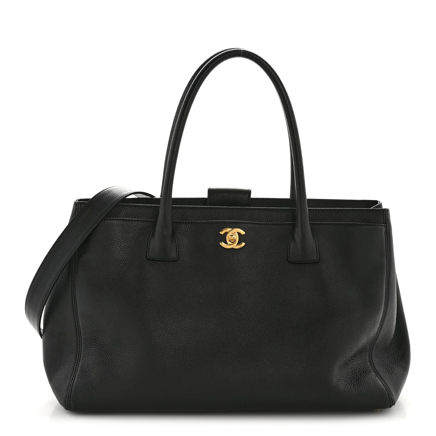Calfskin Cerf Executive Shopper Tote Black