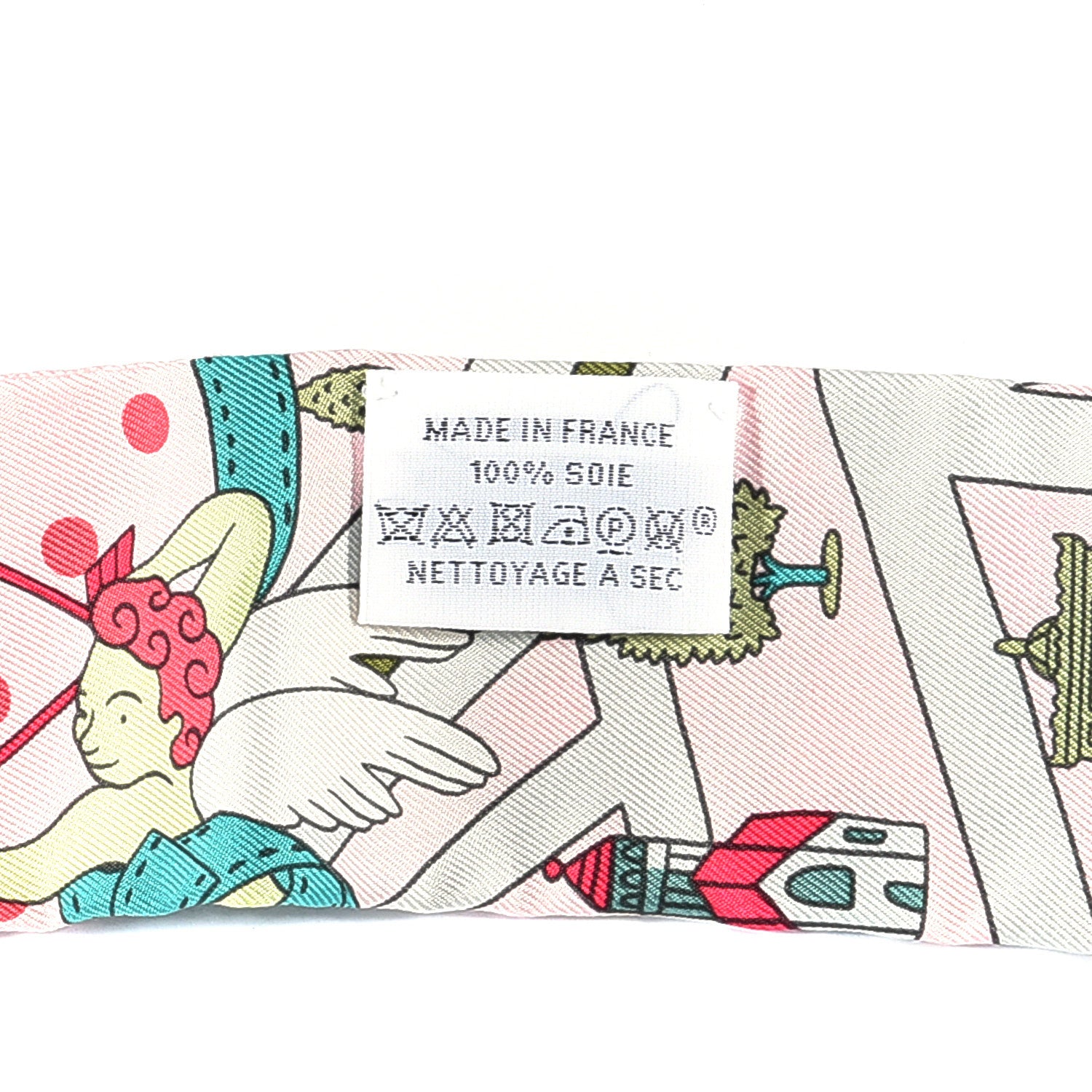 Hermes Silk Les Nouveaux Amoureux de Paris Twilly Rose Pale Vert Rose 4 of 4