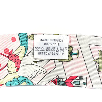 Hermes Silk Les Nouveaux Amoureux de Paris Twilly Rose Pale Vert Rose 4 of 4