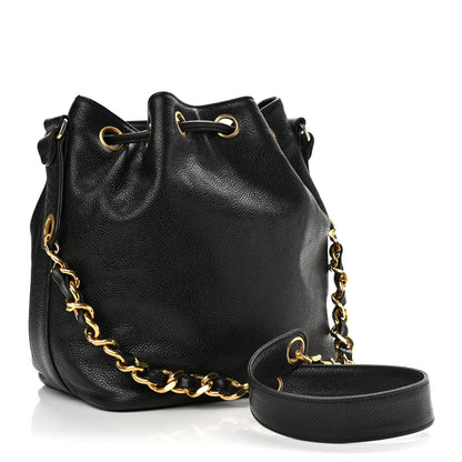 Chanel Caviar CC Stitched Drawstring Bucket Bag Black 3 of 12