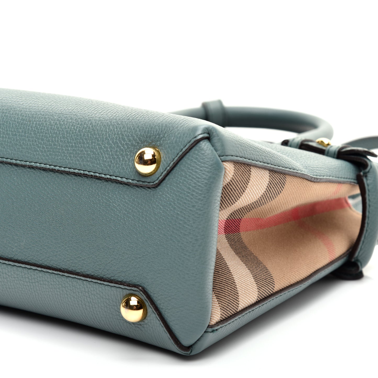 Grainy Calfskin House Check Small Banner Tote Smokey Green