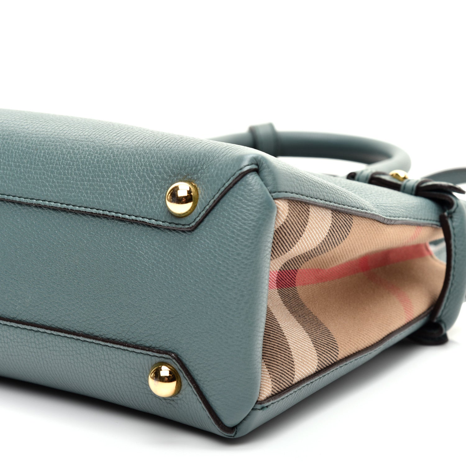 Burberry Grainy Calfskin House Check Small Banner Tote Smokey Green 7 of 12