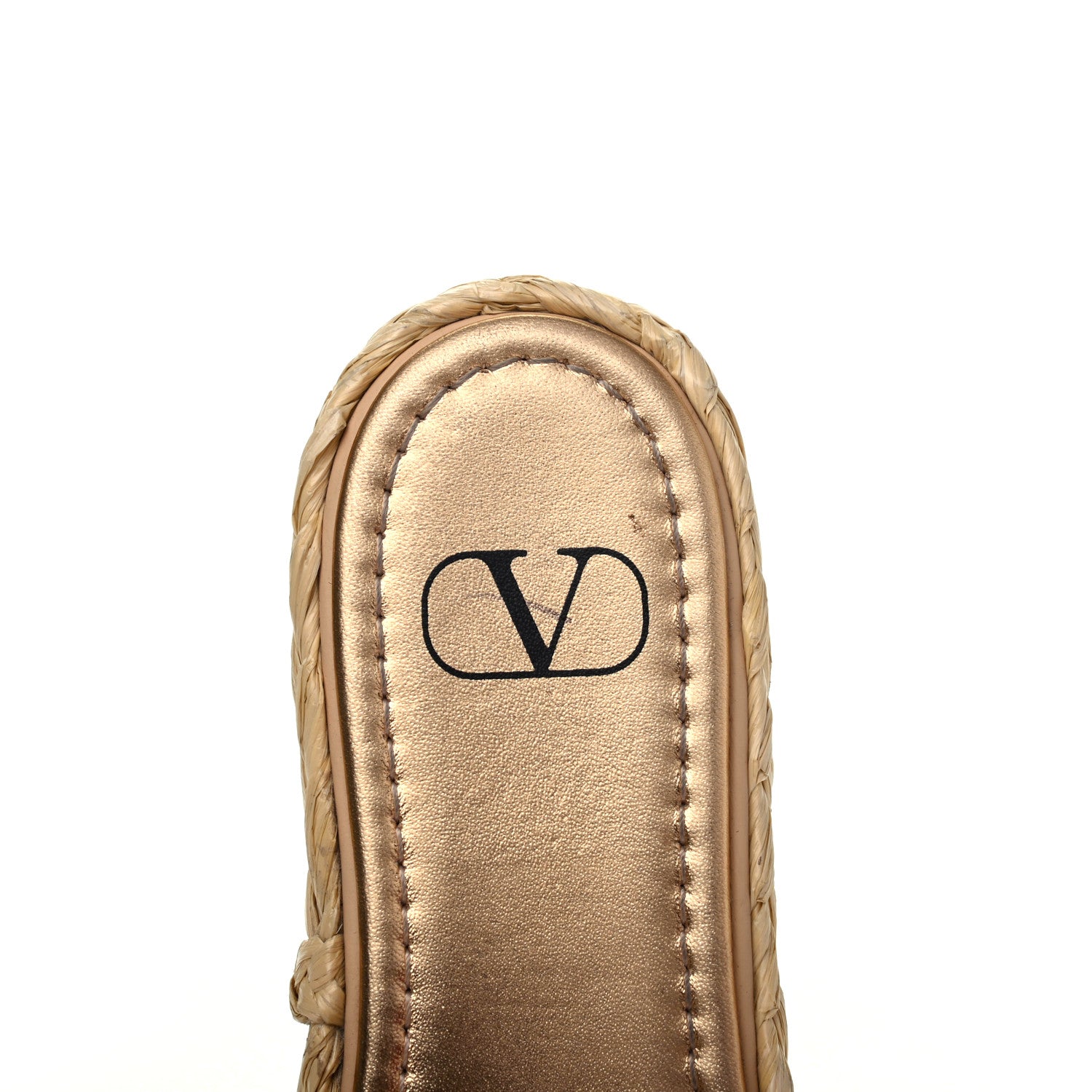 Valentino Garavani Raffia Vlogo Espadrille 5mm Flat Slide Sandals 38 Natural 7 of 15