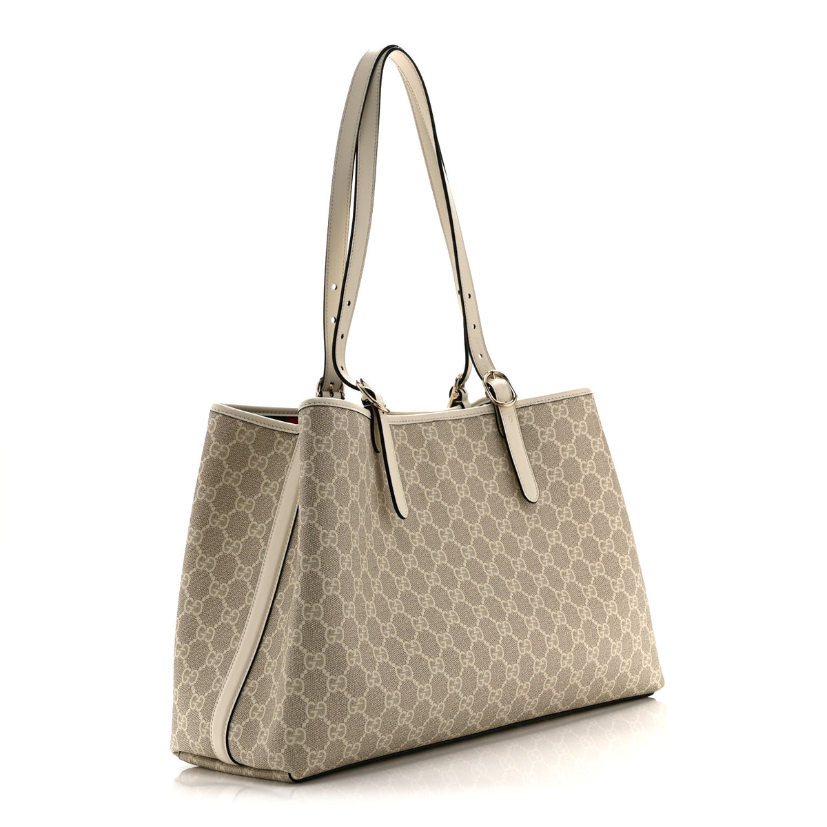 Gucci GG Supreme Monogram Emblem Large Tote Bag  Mystic White Oatmeal 3 of 10