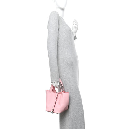 Hermes Taurillon Clemence Picotin Lock 18 PM Rose Sakura 2 of 10