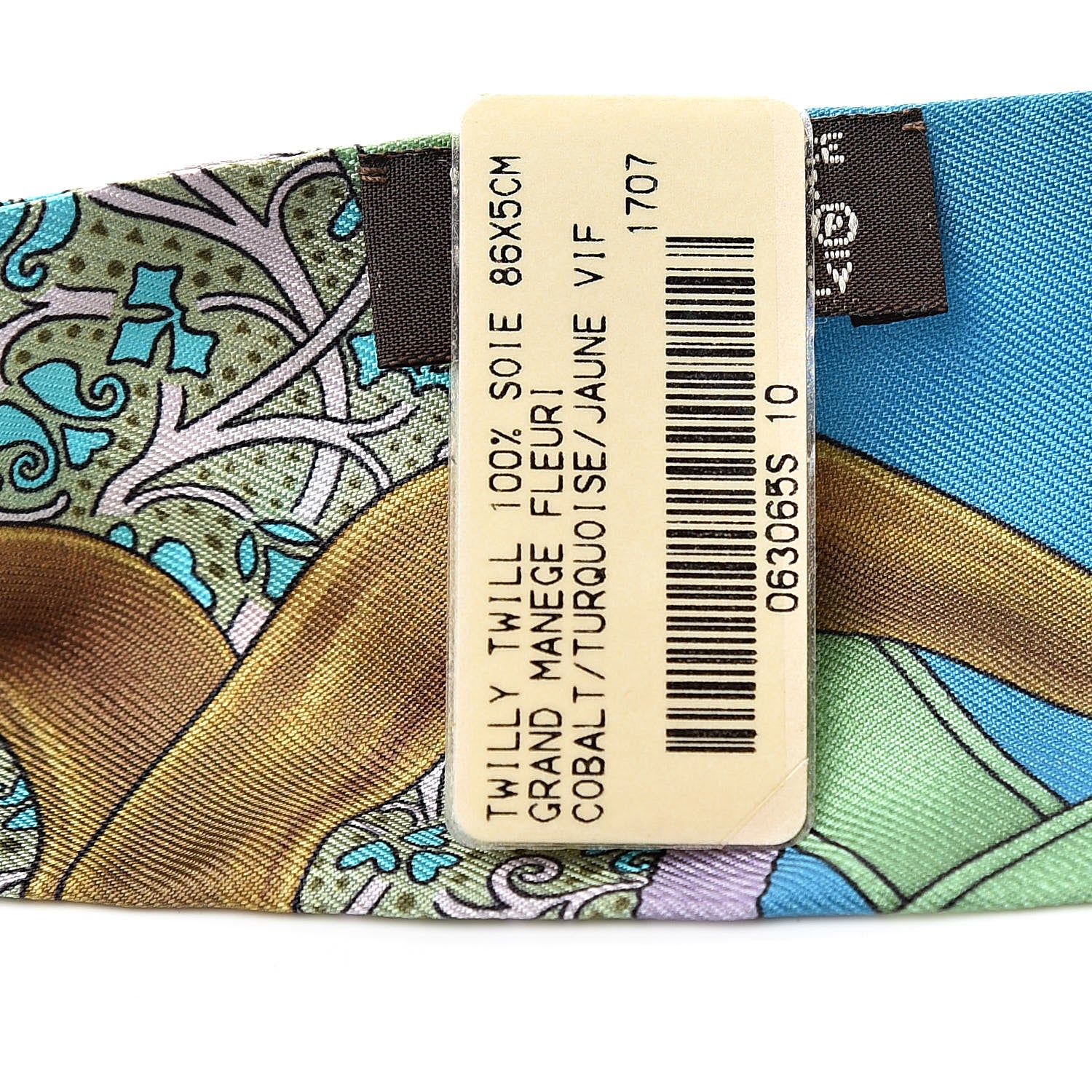 Hermes Silk Grand Manege Fleuri Twilly Cobalt Turquoise Jaune Vif 3 of 5