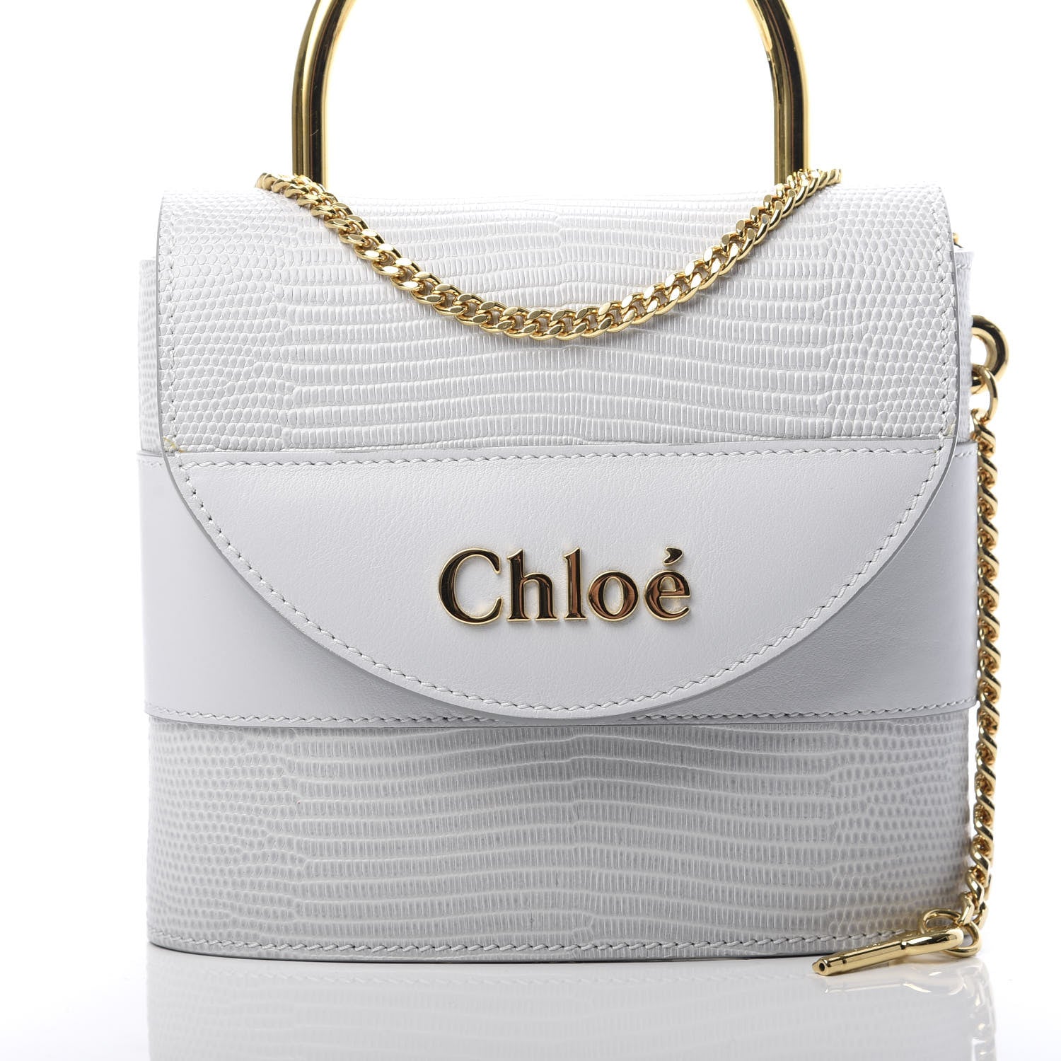 Chloe Calfskin Lizard Embossed Small Aby Lock Light Cloud 8 of 10