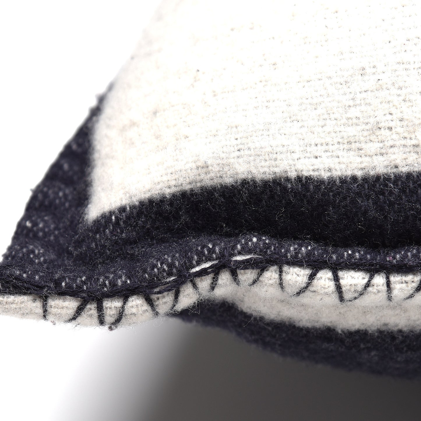 Merino Wool Cashmere CC Pillow White Navy Blue