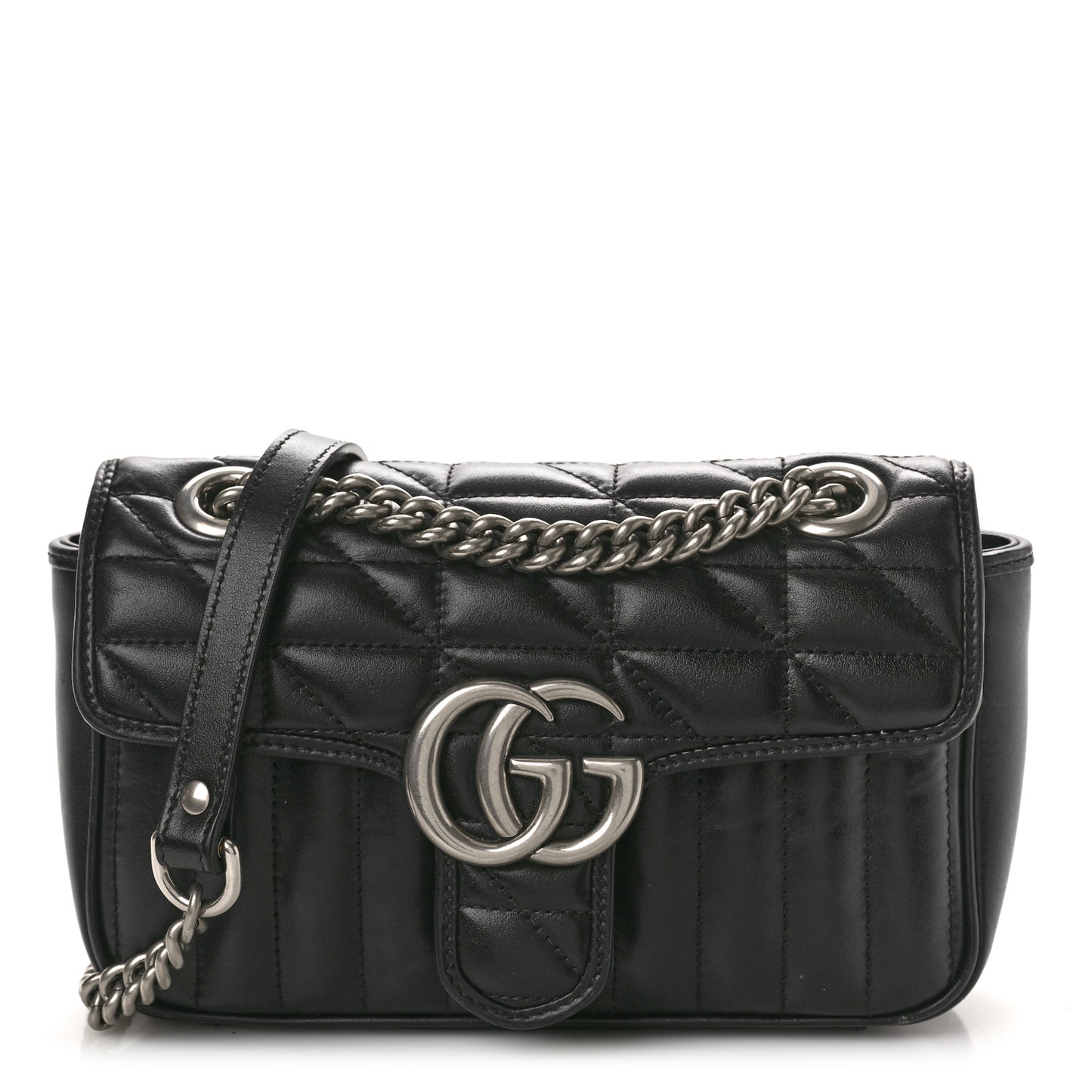 Calfskin Matelasse Aria Mini GG Marmont Shoulder Bag Black