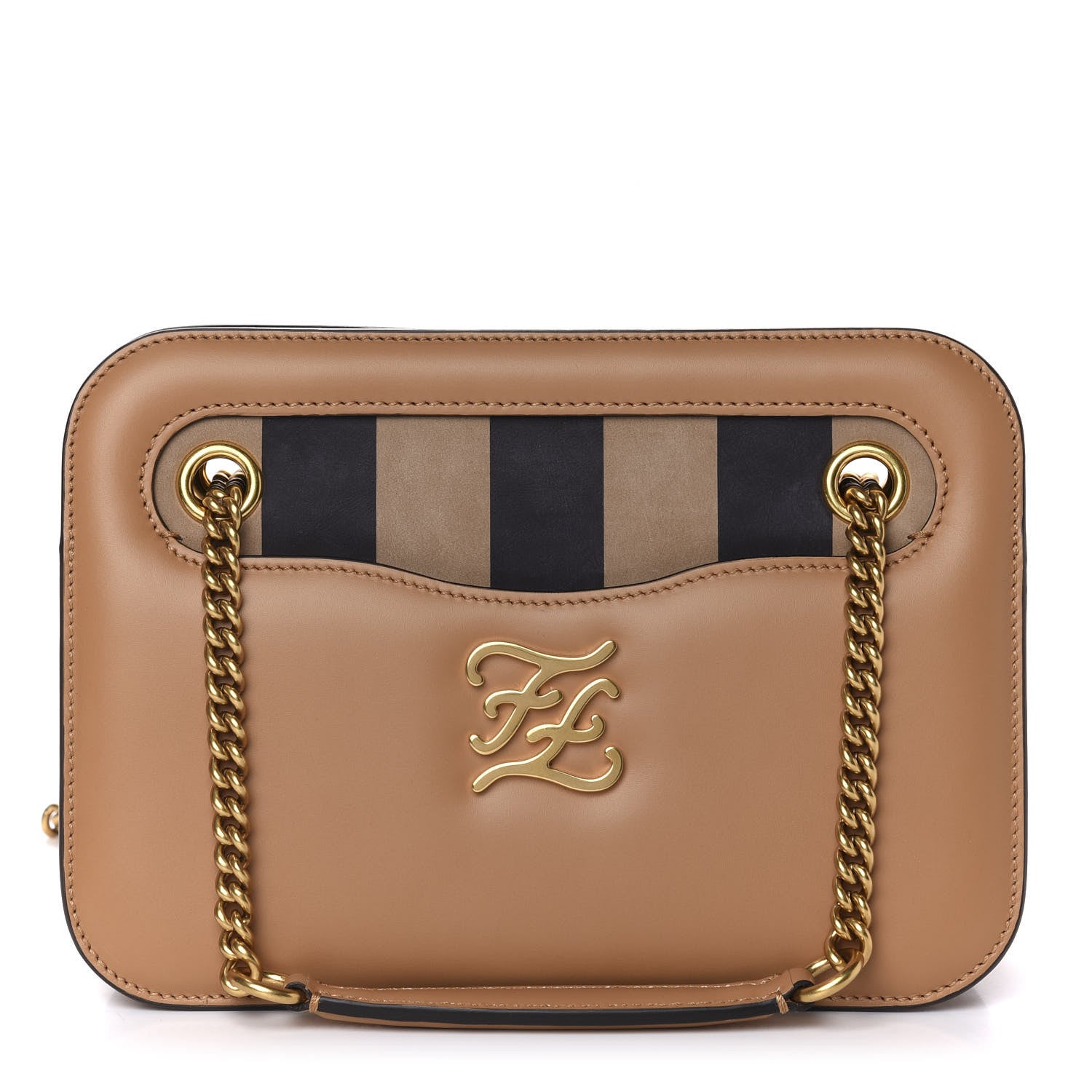 Fendi Vitello King Nubuck Pequin Karligraphy Pocket Shoulder Bag Biscuit Tobacco Moro 1 of 9