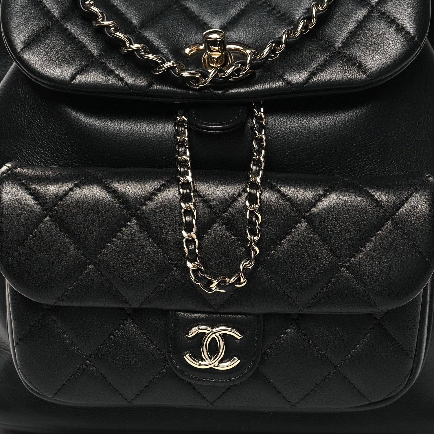 Chanel Lambskin Quilted Large Duma Drawstring Backpack Black 8 of 12