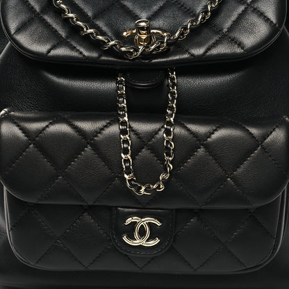 Chanel Lambskin Quilted Large Duma Drawstring Backpack Black 8 of 12