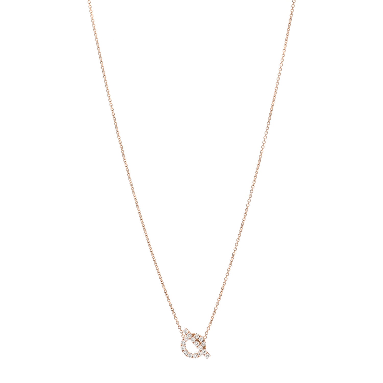 Hermes 18K Rose Gold Diamond Finesse Pendant Necklace 1 of 5