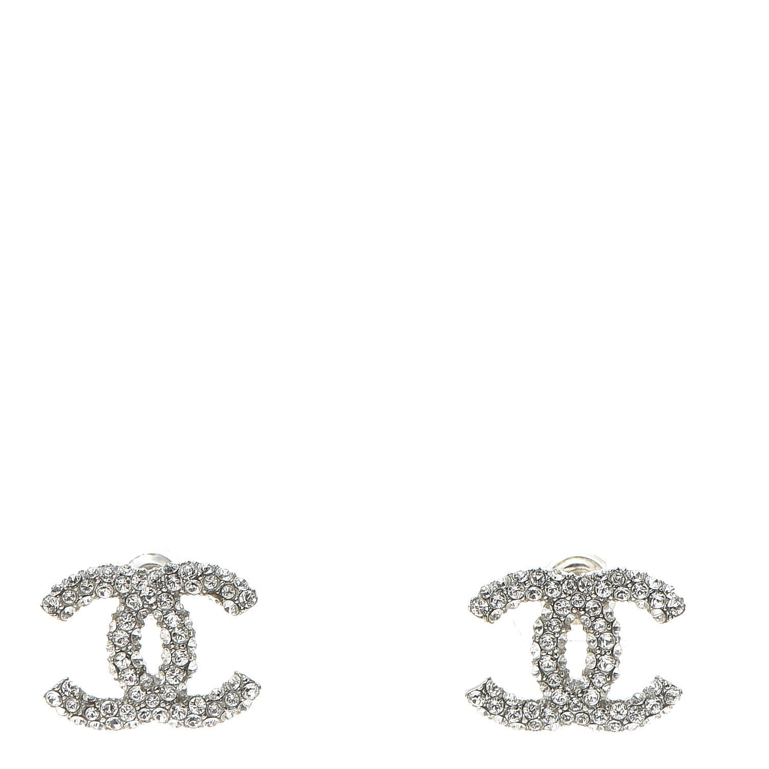 Chanel Crystal CC Earrings Silver 1 of 5