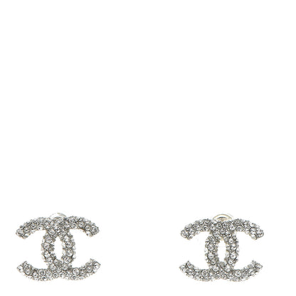 Chanel Crystal CC Earrings Silver 1 of 5