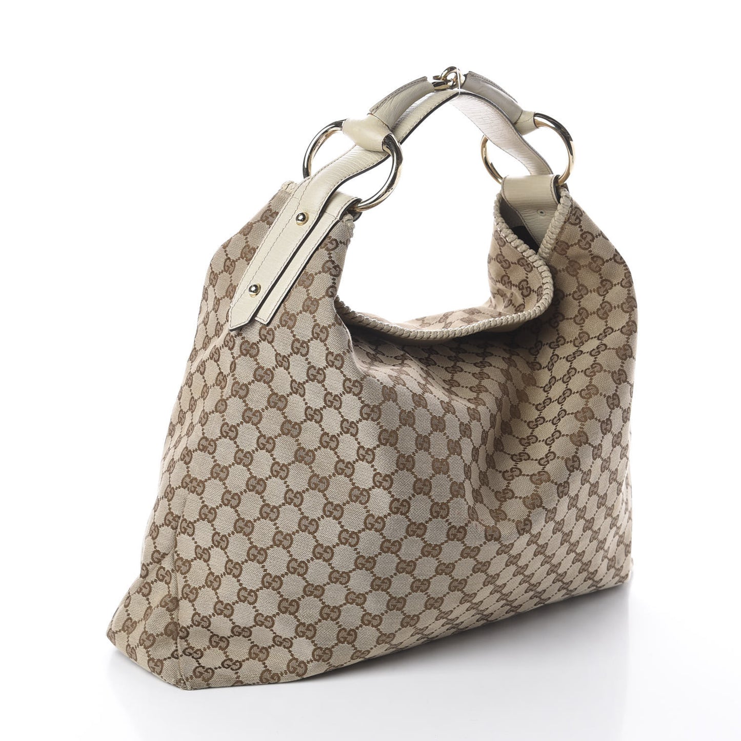 Monogram Large Horsebit Chain Hobo Off White