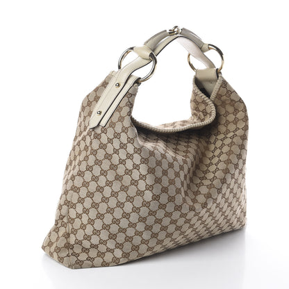 Gucci Monogram Large Horsebit Chain Hobo Off White 2 of 8