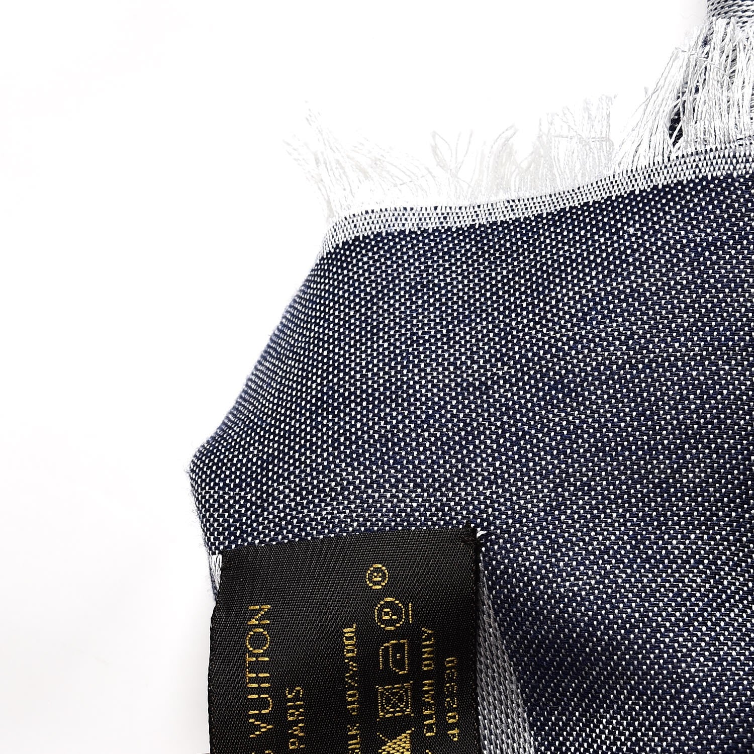 Louis Vuitton Wool Silk Monogram Denim Shawl Blue 5 of 6