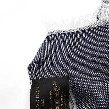 Louis Vuitton Wool Silk Monogram Denim Shawl Blue 5 of 6