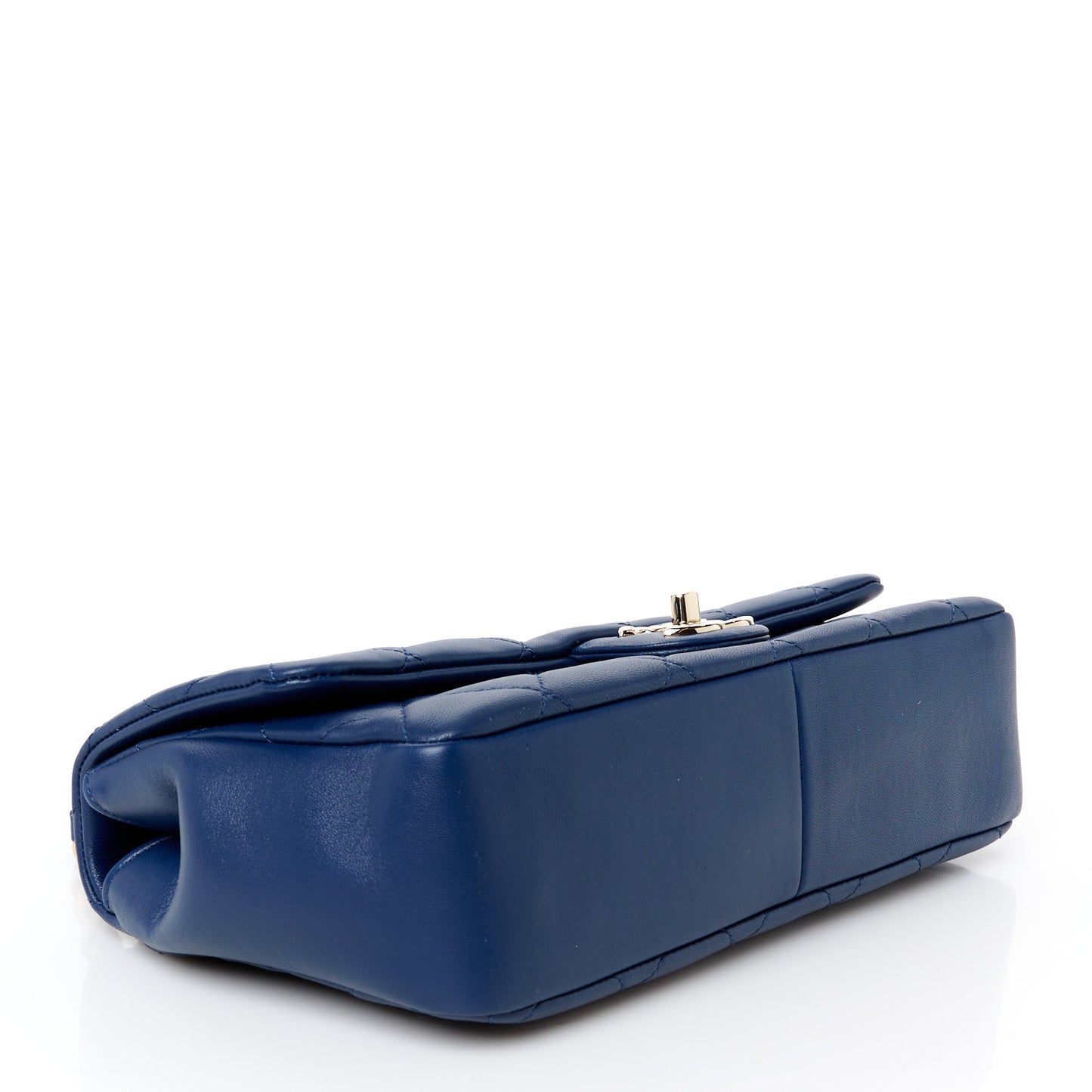 Lambskin Quilted Resin Bi-Color Chain Flap Bag Navy
