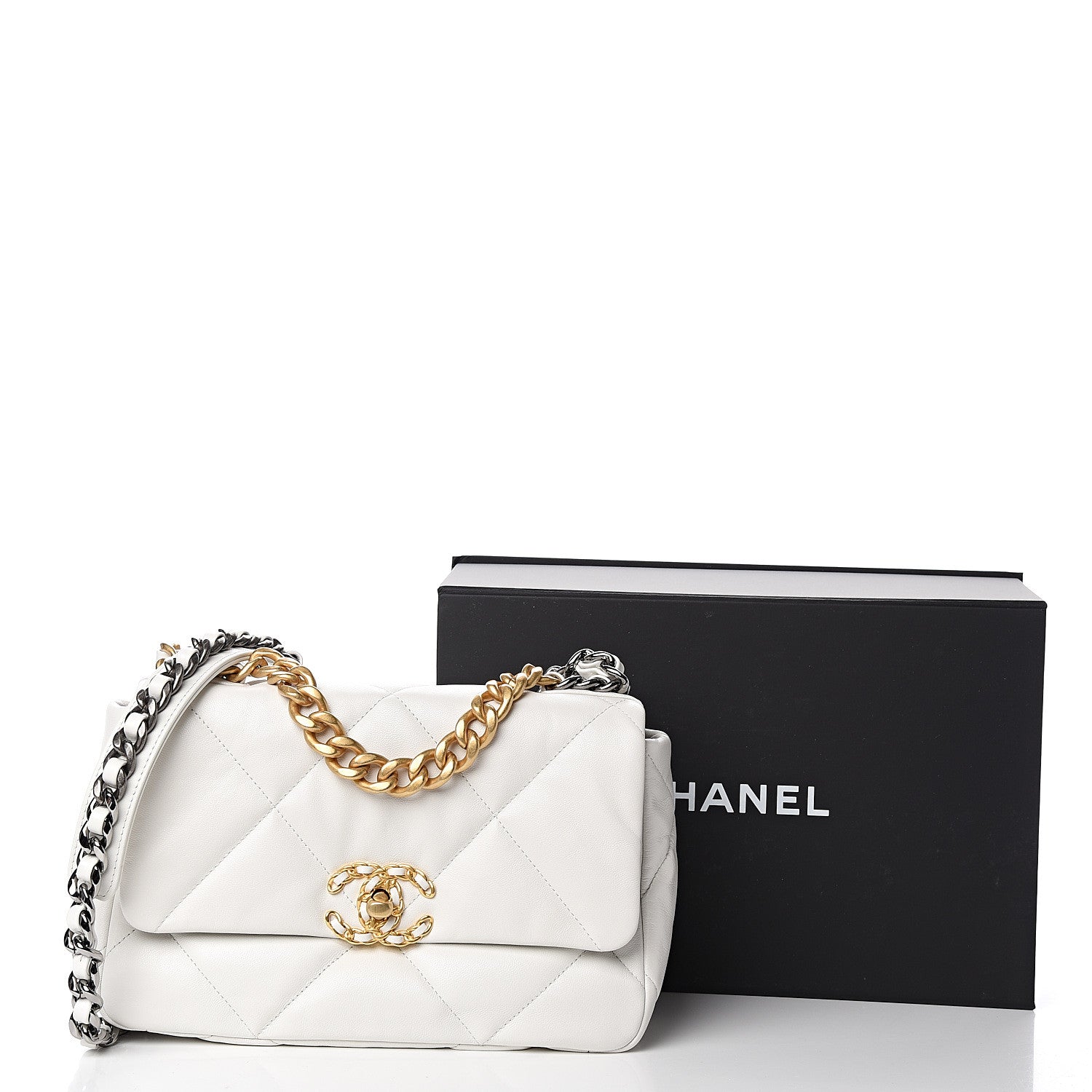 Chanel Goatskin Quilted Medium 19 Flap White 10 of 10