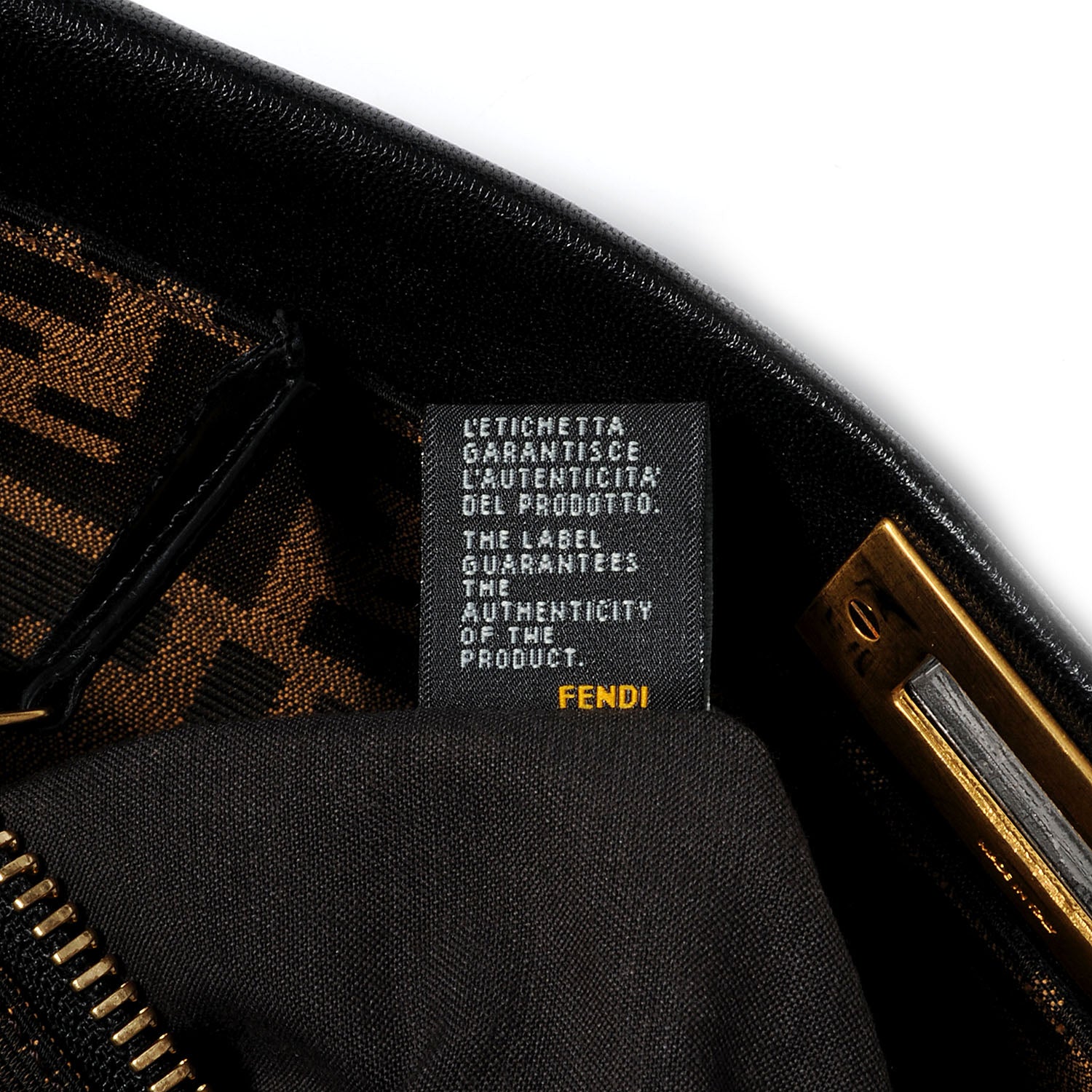 Fendi Goatskin Zucca Large Peekaboo Iconic Satchel Black Tobacco 8 of 8