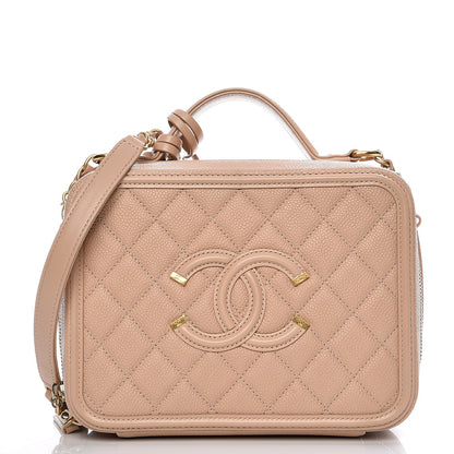 Chanel Caviar Quilted Medium CC Filigree Vanity Case Beige 9 of 9
