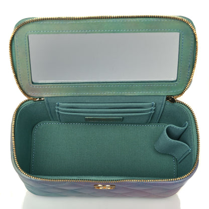 Chanel Lambskin Quilted Ombre Small Top Handle Vanity Case With Chain Blue Green 5 of 17