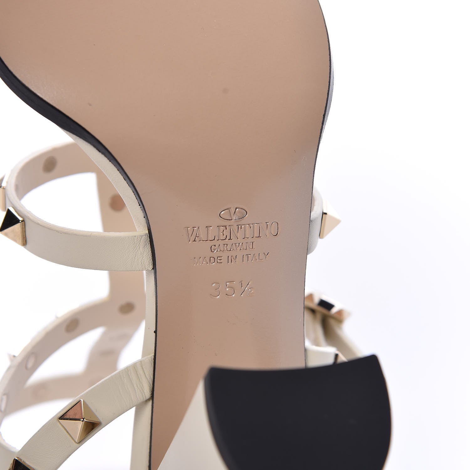 Valentino Garavani Calfskin Rockstud 90mm City Sandals 35.5 White 6 of 7