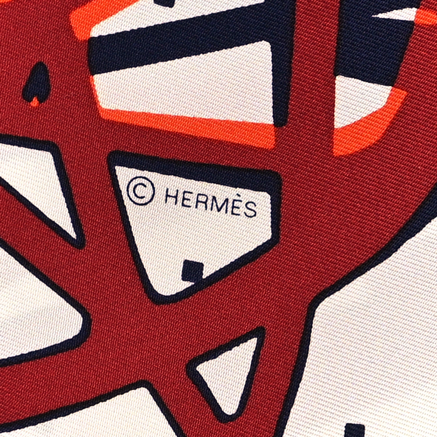 Hermes Silk Caleche Elastique Scarf 90 Vermillion White Marine 3 of 4