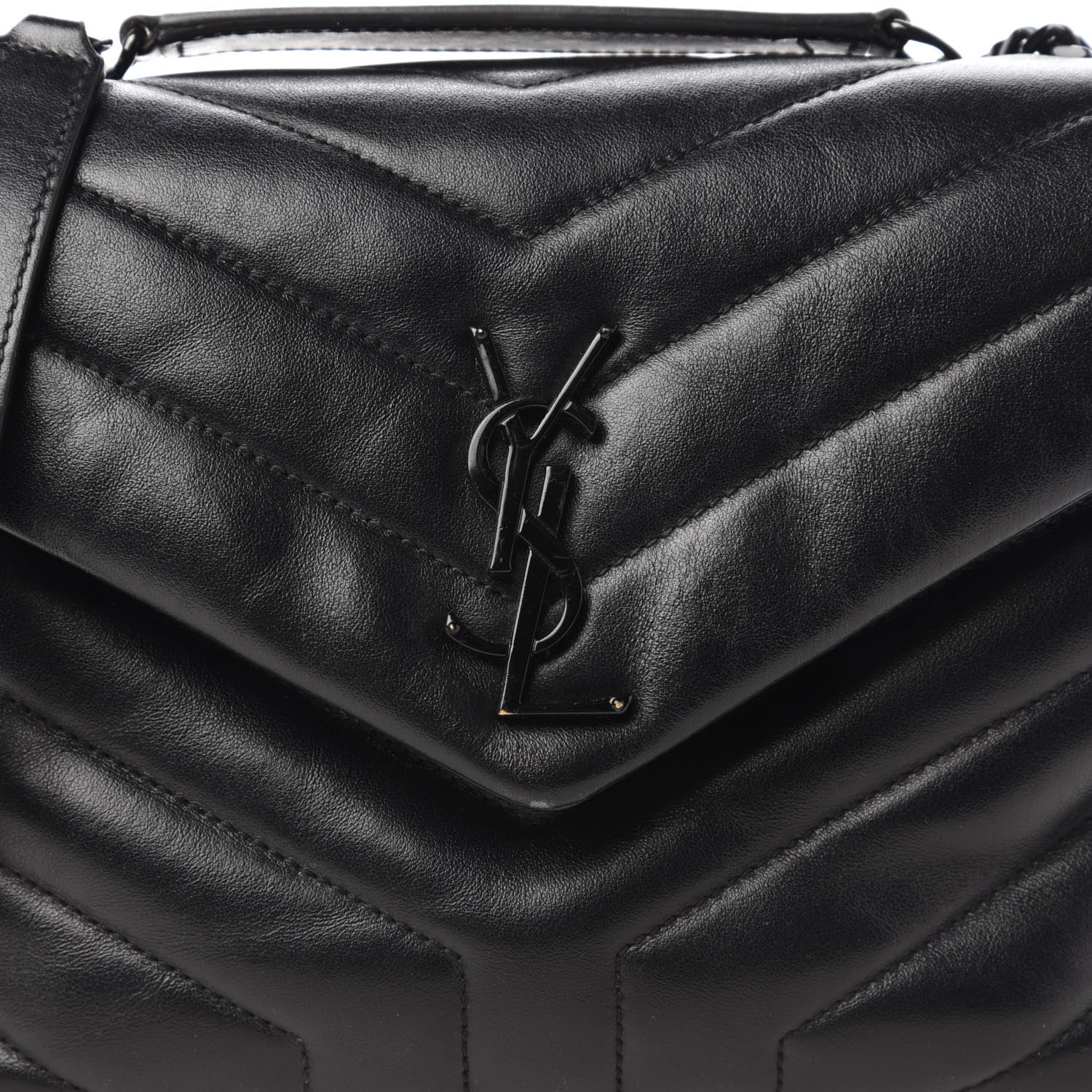 Saint Laurent Calfskin Y Quilted Monogram Small Loulou Chain Satchel Black 10 of 10