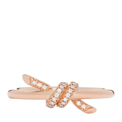 Tiffany 18K Rose Gold Diamond Small Knot Ring 52 6 1 of 5